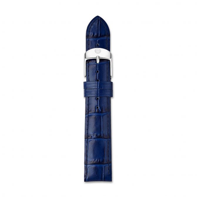 Michele 18mm Navy Embossed Alligator Leather Strap