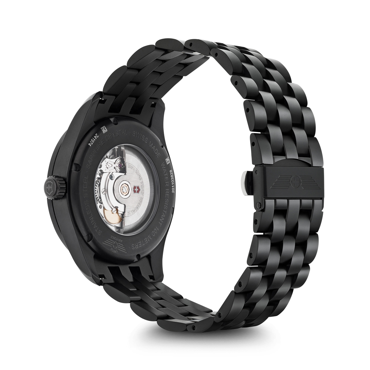 Victorinox Swiss Army Airboss Mechanical 42mm Watch, Black Band and Dial