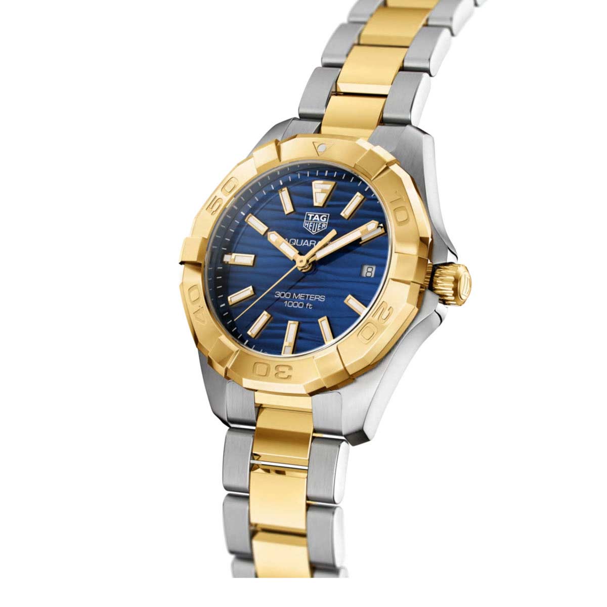 TAG Heuer Aquaracer 32mm Watch, Navy Blue and Gold Dial