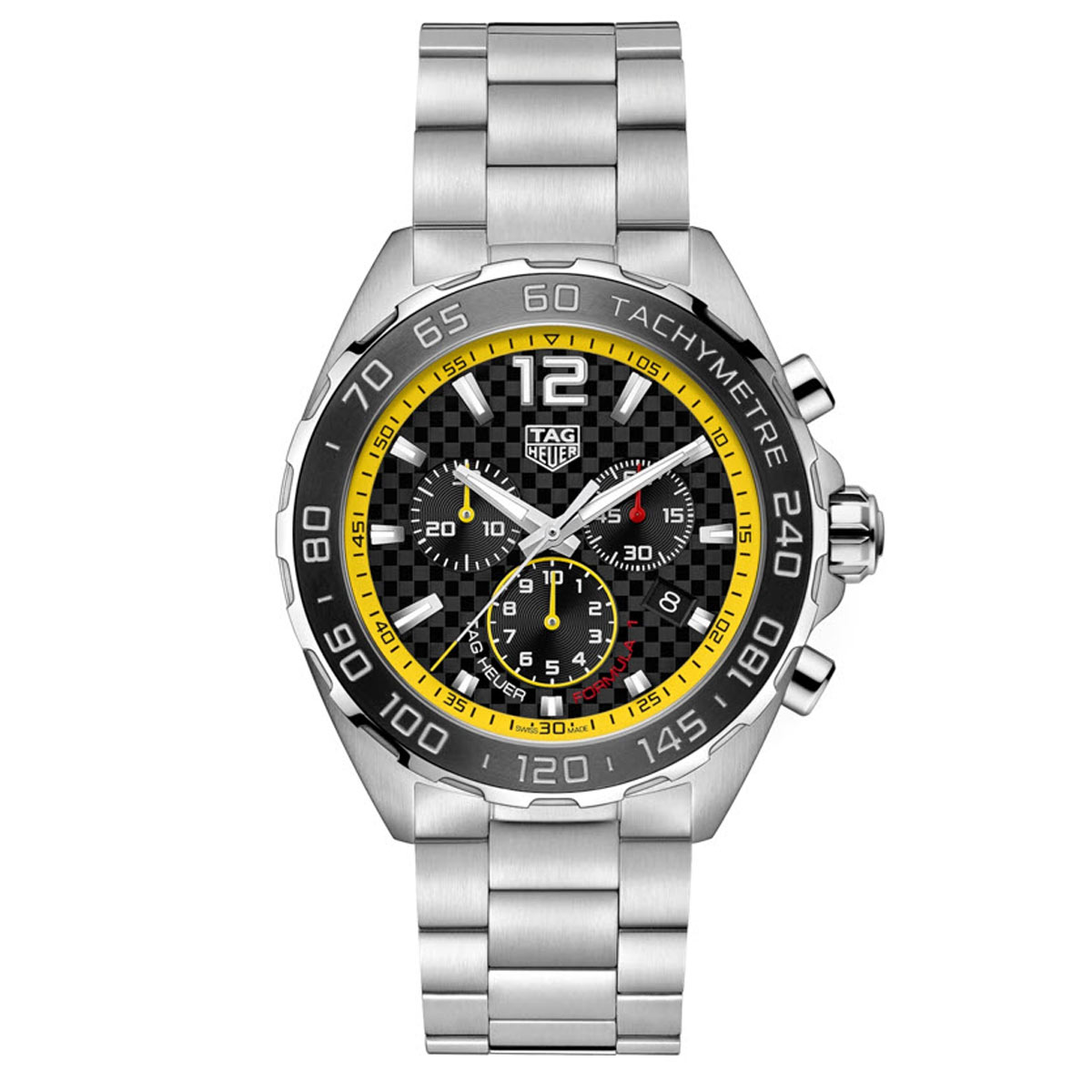 TAG Heuer Formula 1 43mm Watch, Yellow and Checkered Dial
