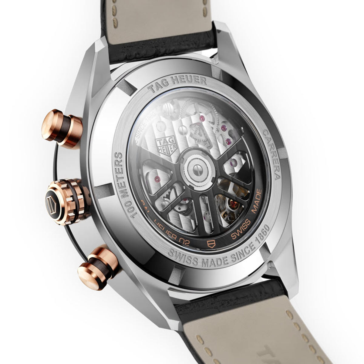 TAG Heuer Carrera 44mm Watch, Black and Rose Gold Dial