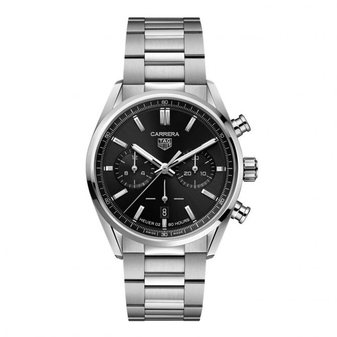 TAG Heuer Carrera 42mm Watch, Black and Silver Dial