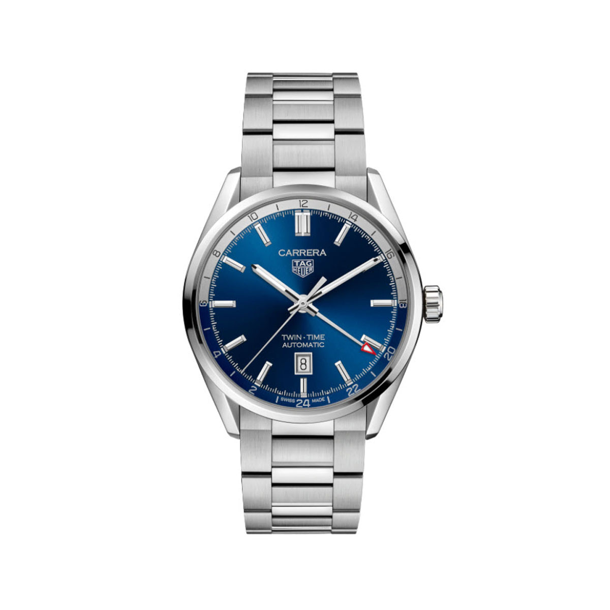 TAG Heuer Carrera Twin Time 41mm Automatic Watch, Navy Blue and Silver Dial