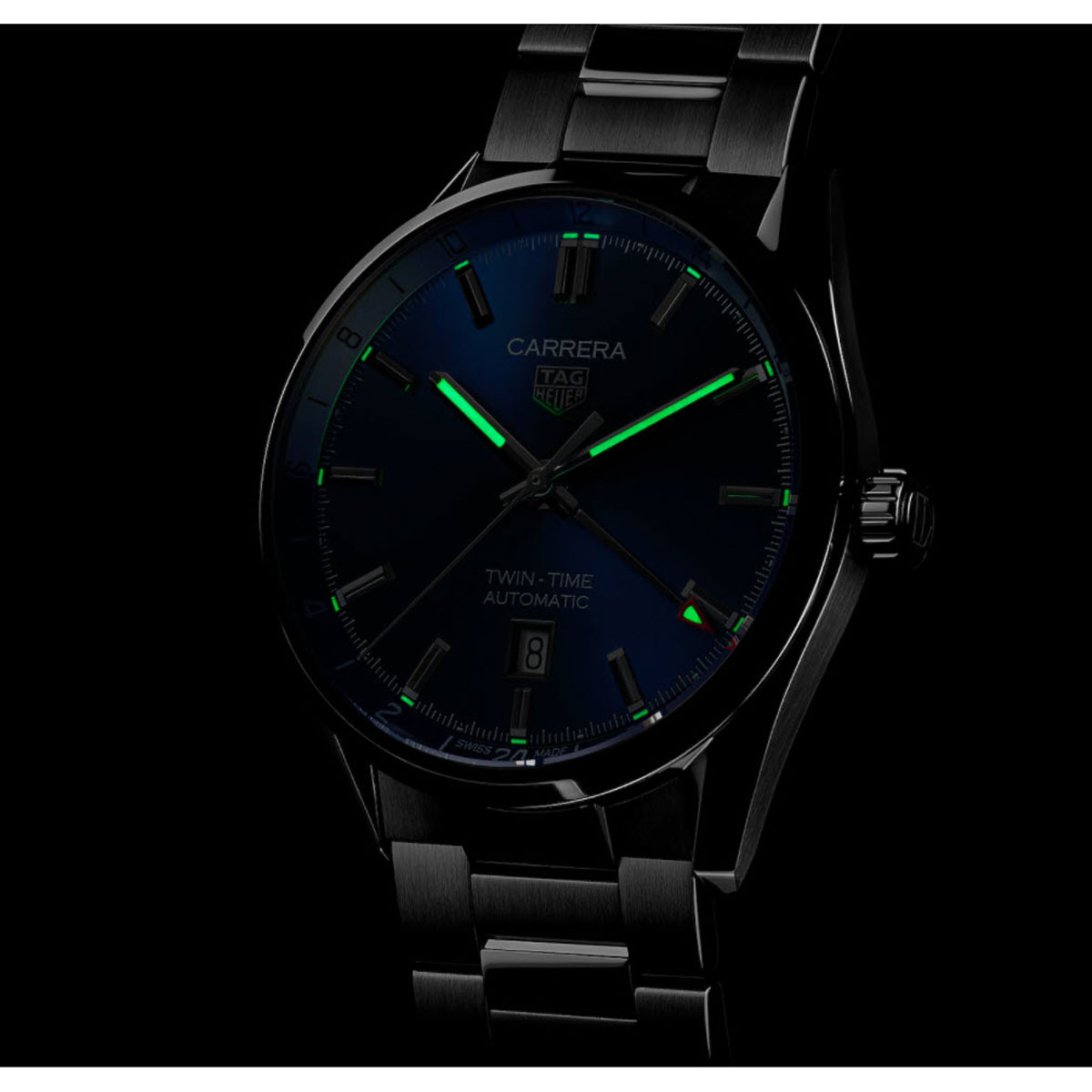TAG Heuer Carrera Twin Time 41mm Automatic Watch, Navy Blue and Silver Dial