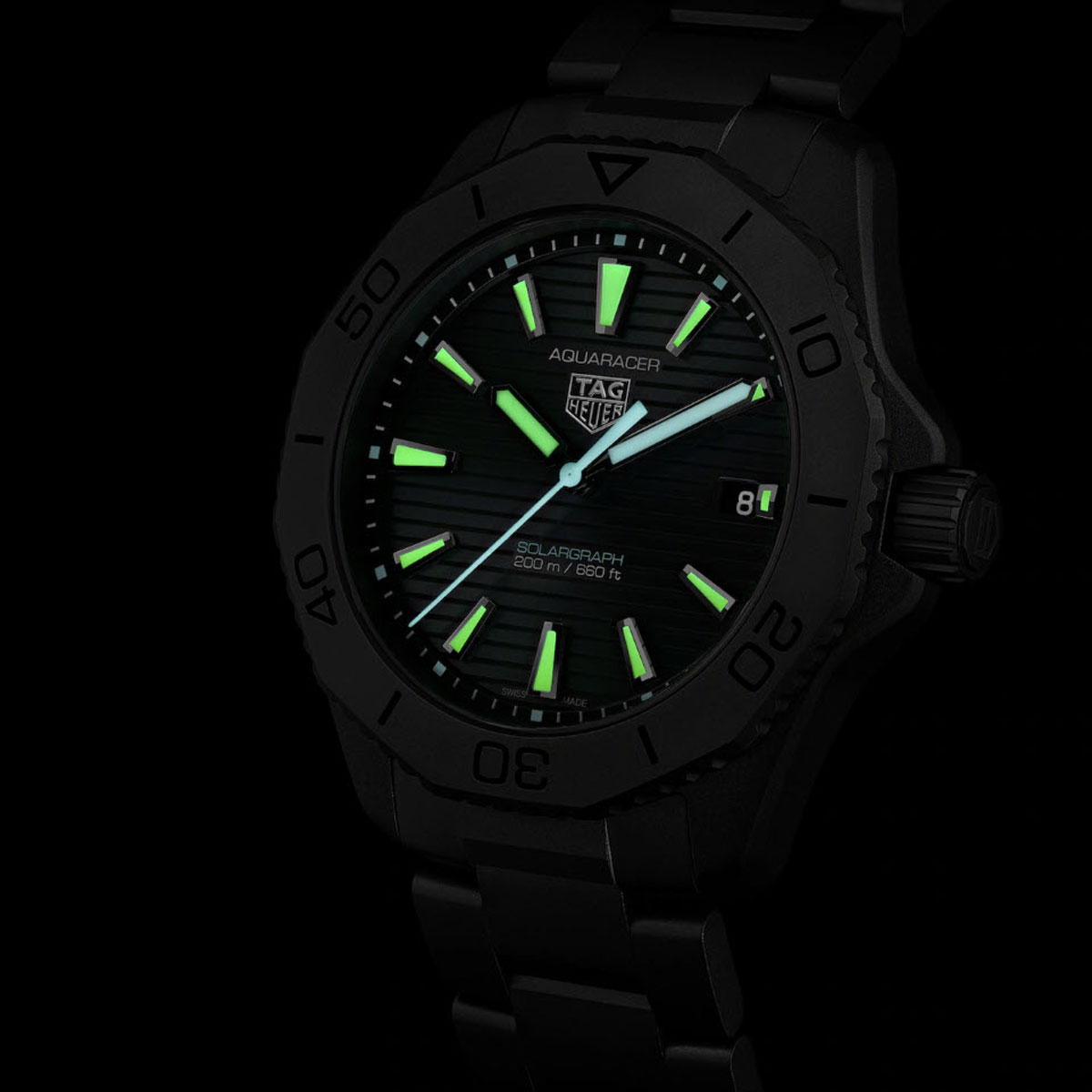 TAG Heuer Aquaracer Professional 200 Solargraph 40mm Men's Watch, Black Dial