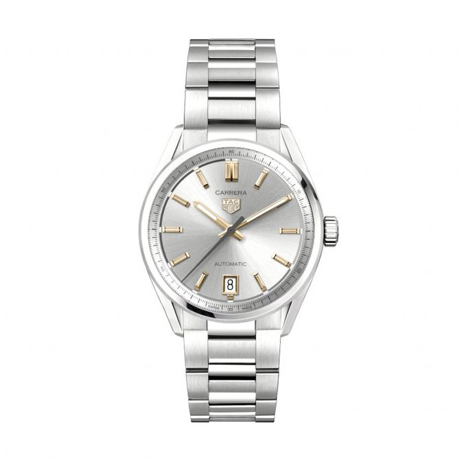 TAG Heuer Carrera Date Automatic 36mm Watch Silver and Rose Gold Plated Dial WBN2310.BA0001 Borsheims