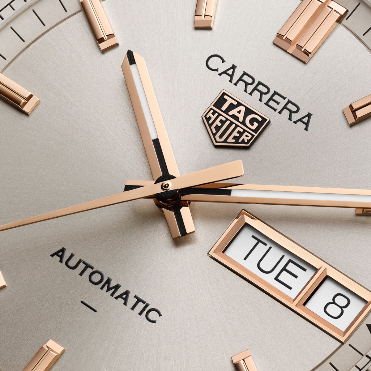 Tag Heuer Carrera Day Date Automatic 41mm Men's Watch, Rose Gold Brushed Dial