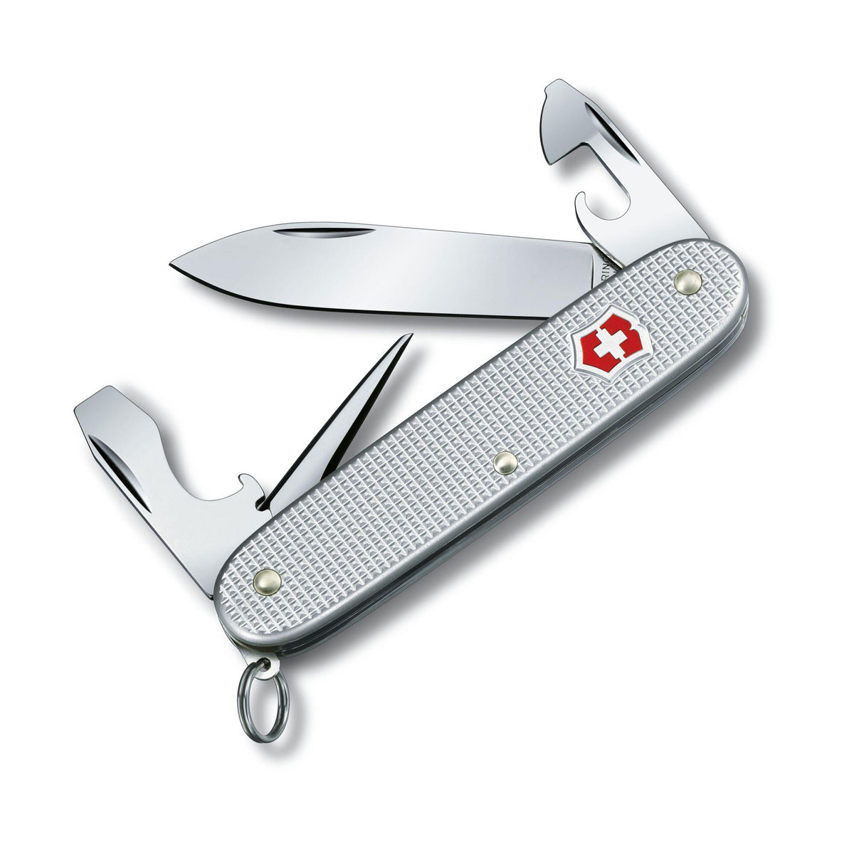 Victorinox Swiss Army Pioneer Alox Medium Silver Pocket Knife with Ribbed Scales