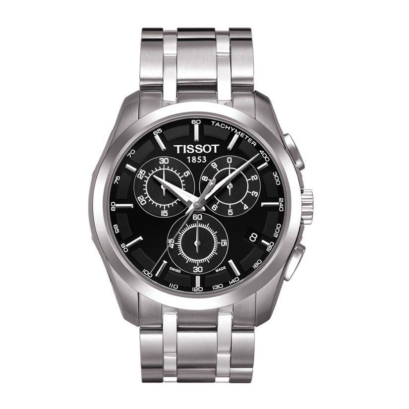 Tissot Couturier Black Stainless Steel 41mm Men's Chronograph Watch