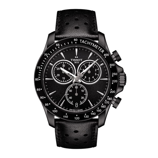 Tissot Men s V8 Black Leather Strap Watch