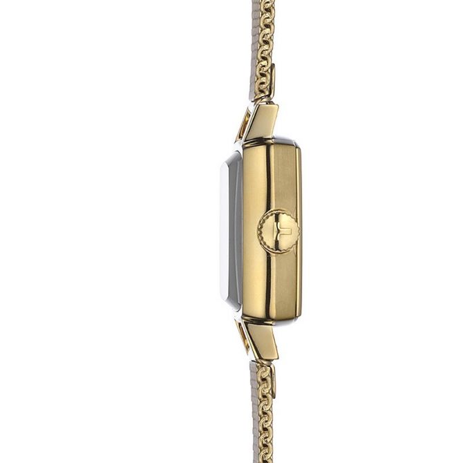 Tissot Lovely Square Watch, Silver Dial with Yellow Gold Strap