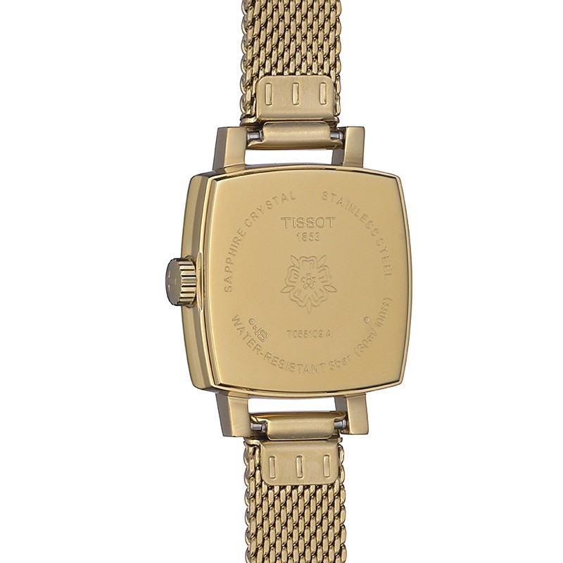 Tissot Lovely Square Watch, Silver Dial with Yellow Gold Strap
