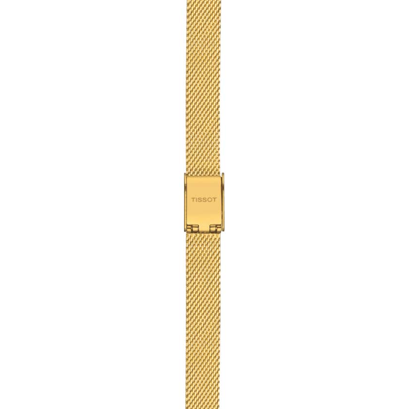 Tissot Lovely Square Watch, Silver Dial with Yellow Gold Strap