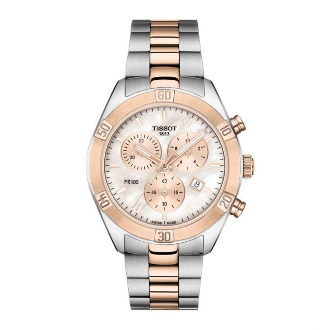Tissot PR100 Sport Chic Chronograph, Pink Mother of Pearl Dial