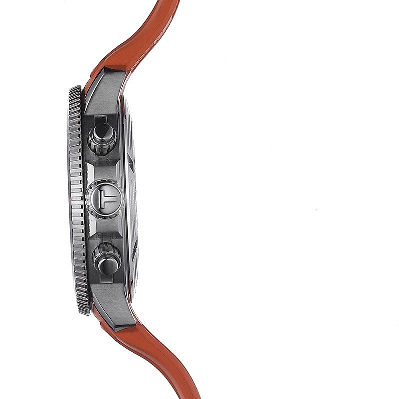 Tissot Seastar 1000 Powermatic 80 Watch, Black Dial with Orange Strap