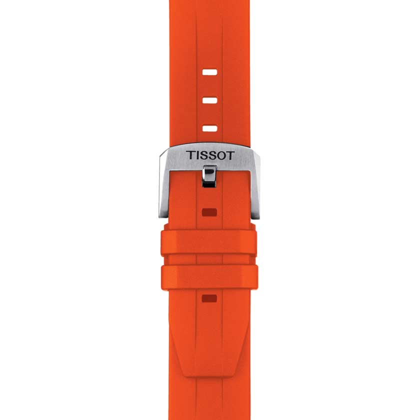 Tissot Seastar 1000 Powermatic 80 Watch, Black Dial with Orange Strap