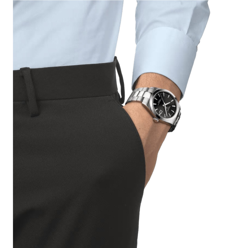 Tissot Powermatic 80 Silicium 40mm Men's Watch, Black Dial