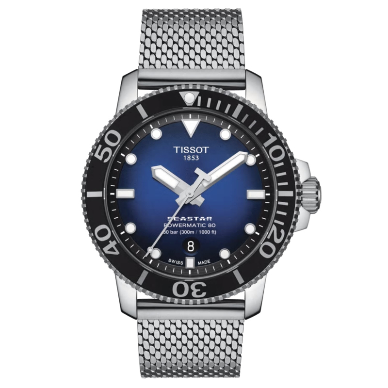 Tissot Seastar 1000 Powermatic 80 Watch, Blue Dial