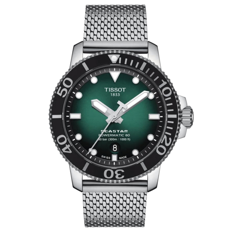 Tissot Seastar 1000 Powermatic 80 Watch, Green Dial