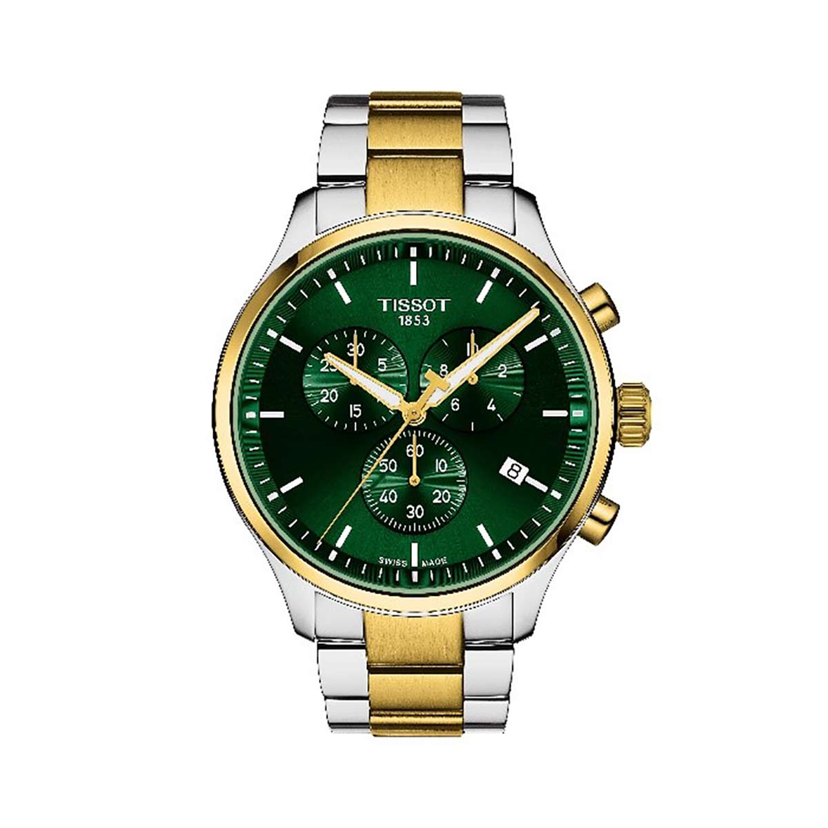 Tissot Chrono XL Gold Tone and Sterling Silver Watch, Green Dial