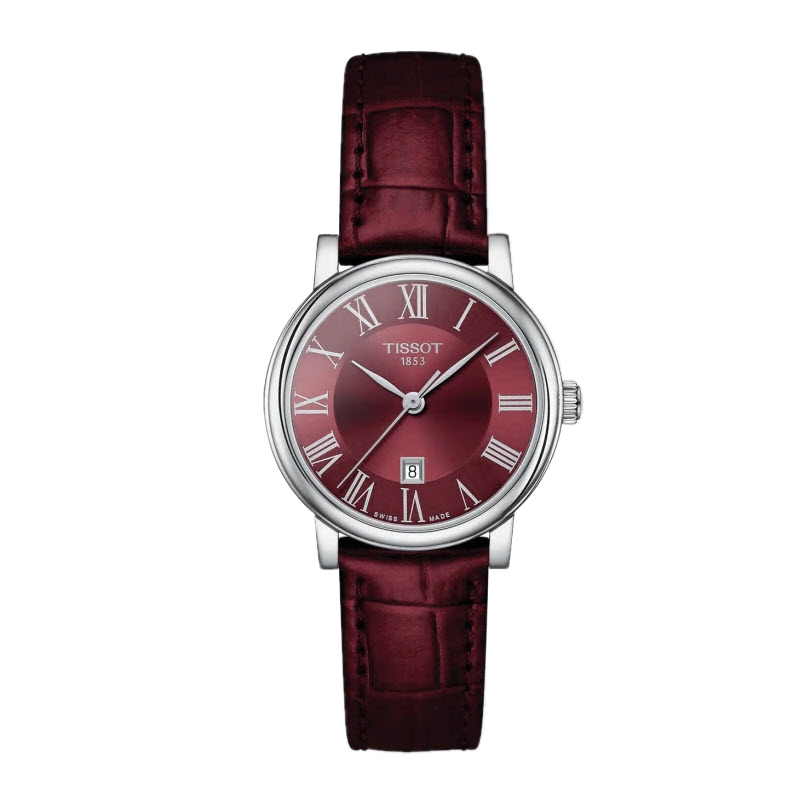 Tissot Carson Premium Women's 29mm Watch, Maroon and Silver Dial