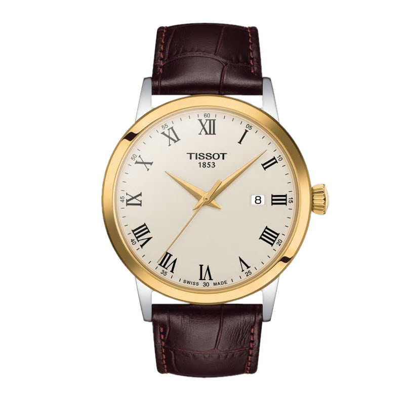Tissot Classic Dream Men's 42mm Watch, White and Gold Dial