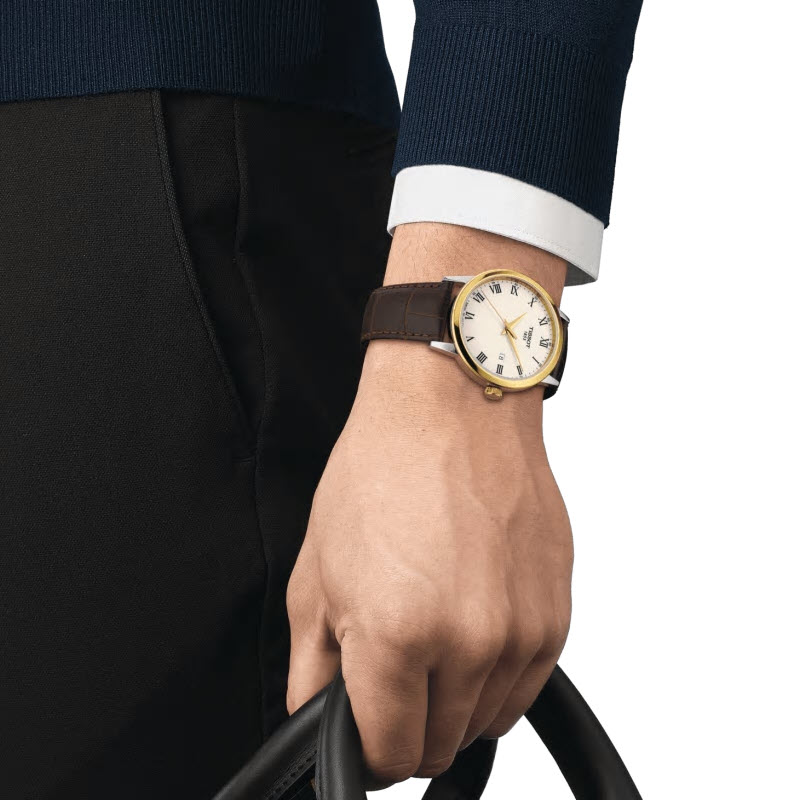 Tissot Classic Dream Men's 42mm Watch, White and Gold Dial