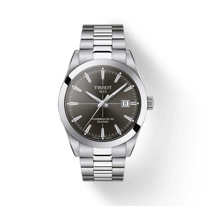 Tissot Gentleman Powermatic 80 Silicium Watch, Anthracite Black Dial