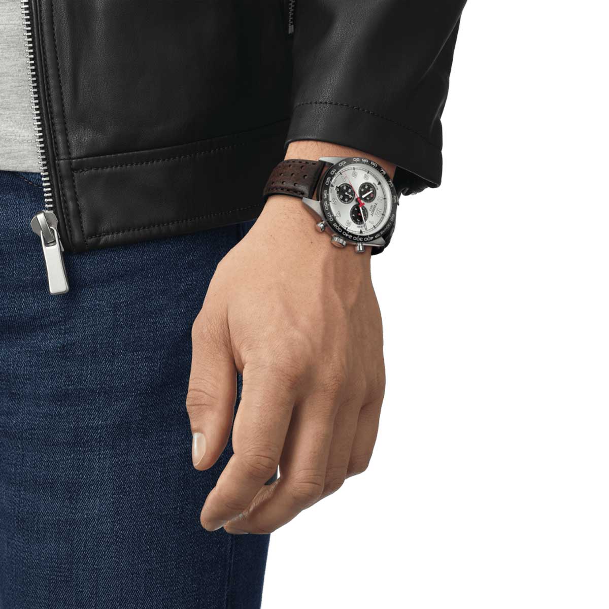 Tissot PRS 516 Chronograph 45mm Men's Watch, Black and Silver Dial