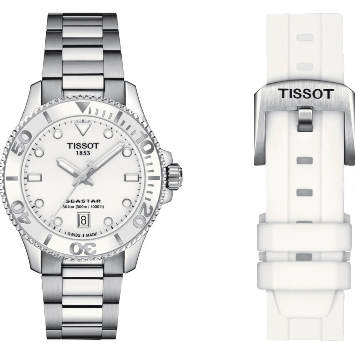 Tissot Seastar 1000 36mm Diver Watch, White Dial
