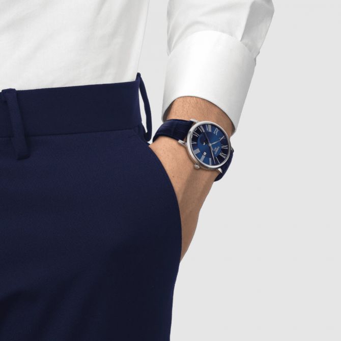 Tissot Carson Premium Gent Moonphase 40mm Watch, Blue Dial