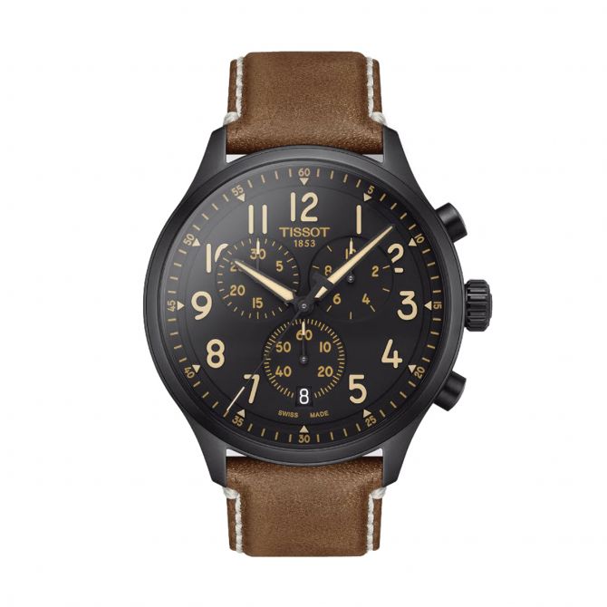 Tissot Chronograph XL 45mm Watch, Black and Brown Dial