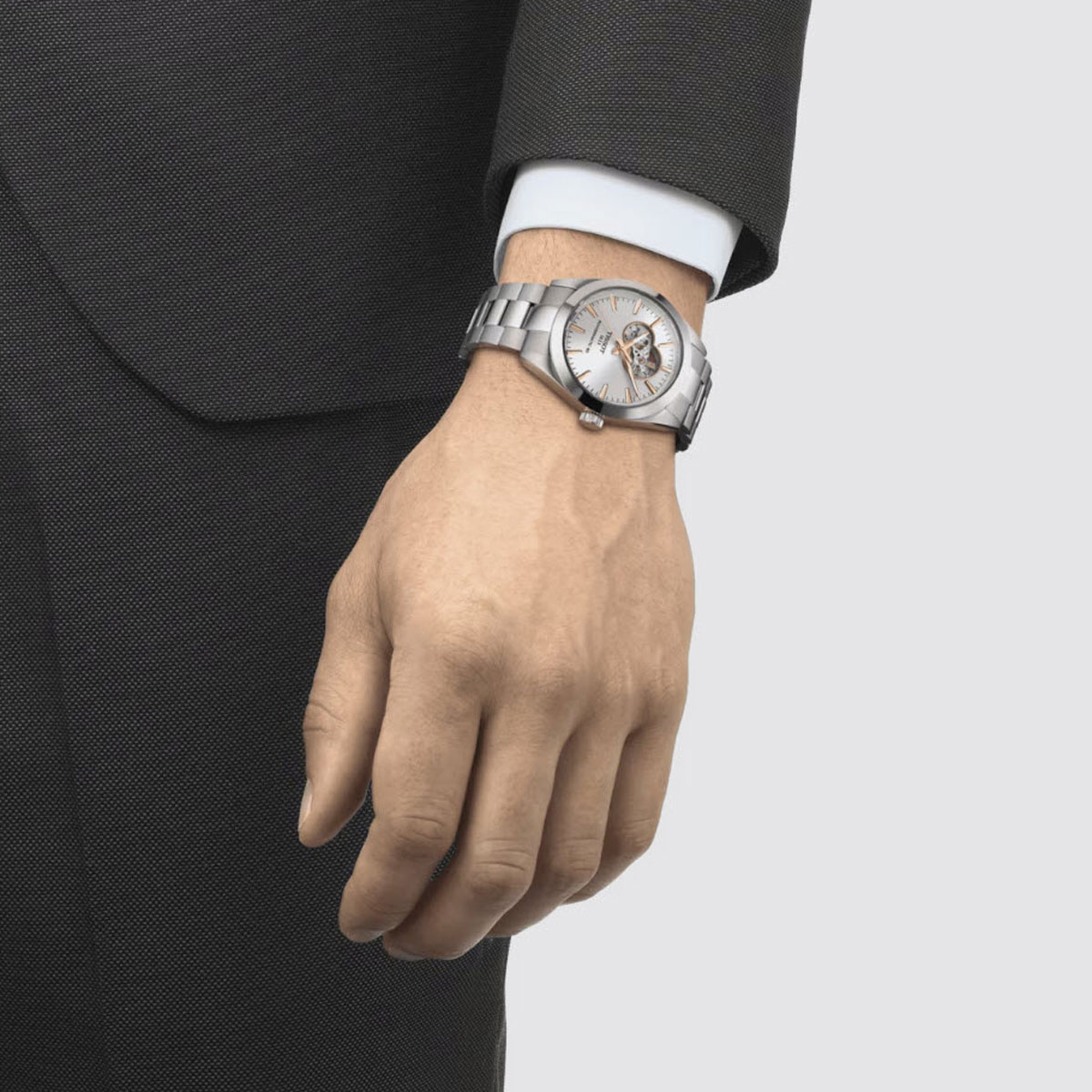 Tissot Powermatic 80 Open Heart 40mm Men's Watch, Silver Dial
