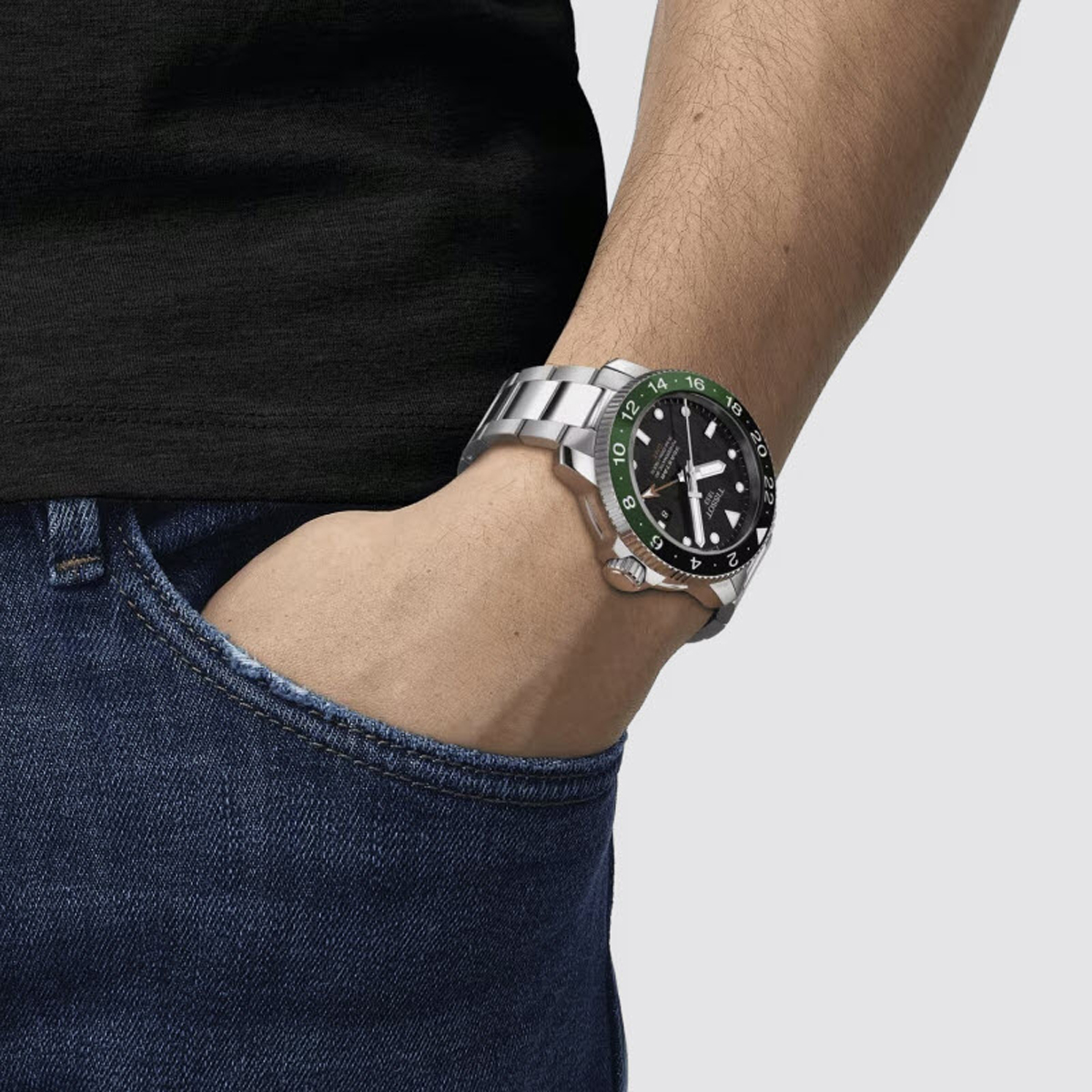 Tissot Seastar 1000 Powermatic 80 GMT 46mm Men's Watch, Black Dial