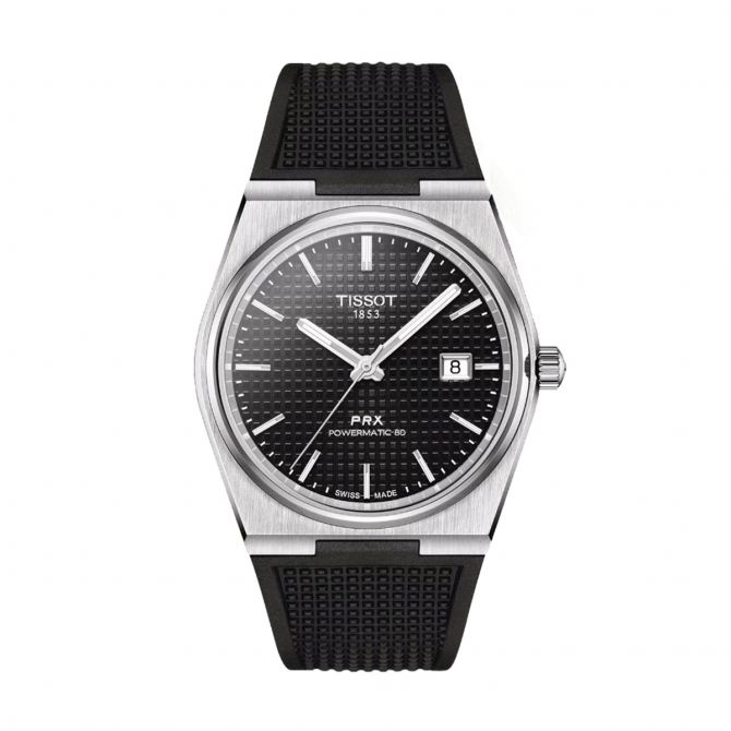 Tissot PRX Powermatic 80 40mm Men's Watch, Black Textured Dial