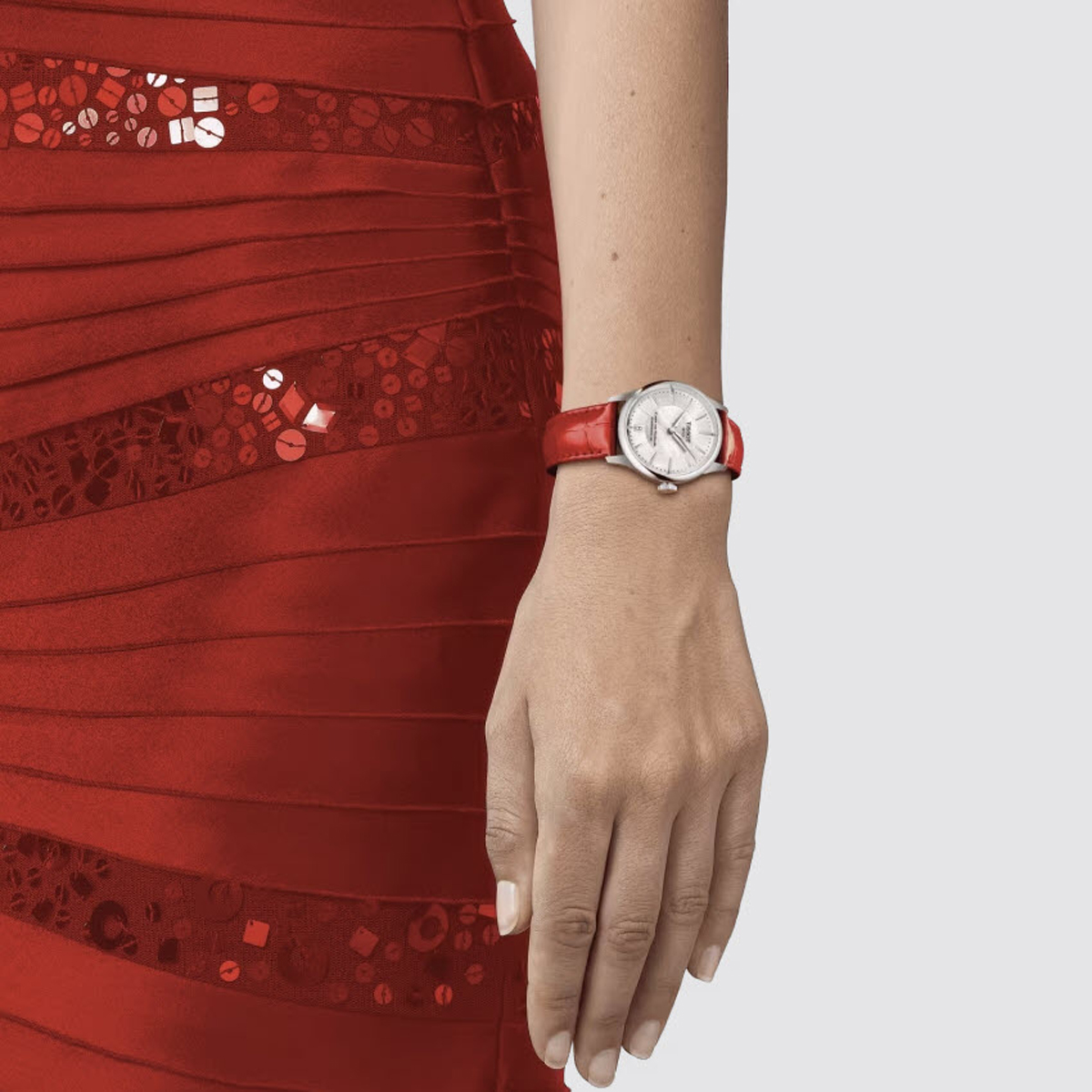 Tissot Chemin Des Tourelles Powermatic 80 34mm Women's Watch, White Mother of Pearl Dial