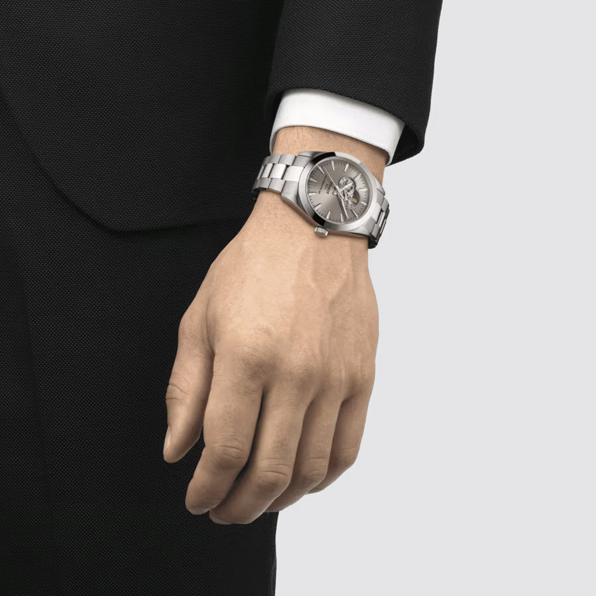 Tissot Powermatic 80 Open Heart 40mm Men's Watch, Rhodium Colored Dial