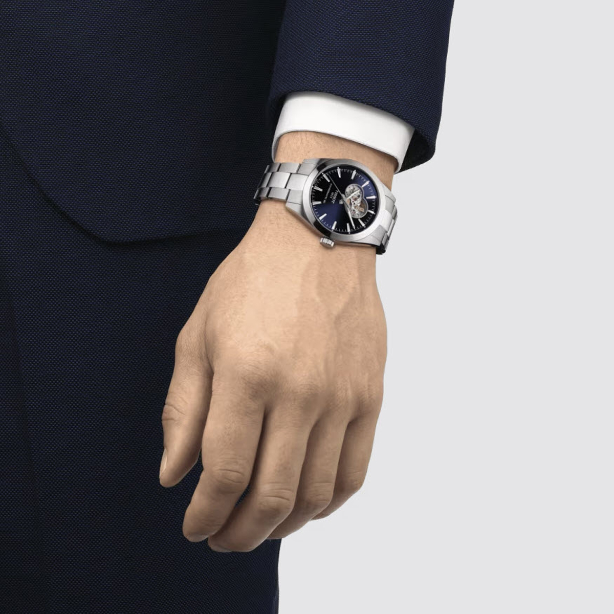 Tissot Gentleman Powermatic 80 Open Heart 40mm Men's Watch, Blue Dial