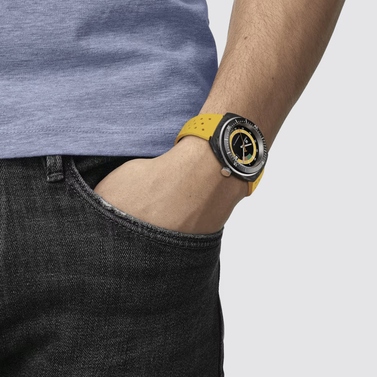 Tissot Sideral S 41mm Men's Watch, Black and Yellow Dial