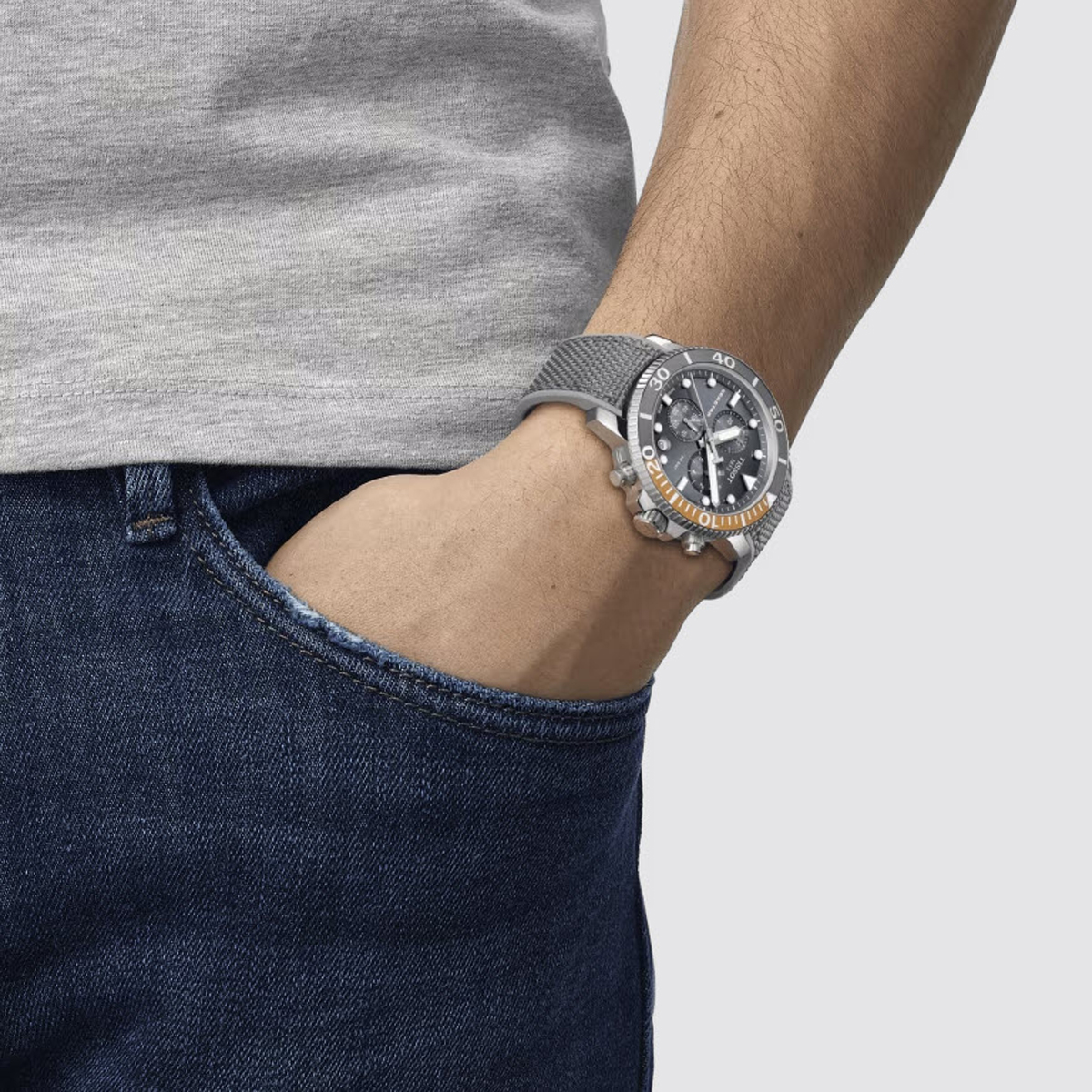 Tissot Seastar 1000 Chronograph 45.5mm Men's Watch, Grey Black Dial