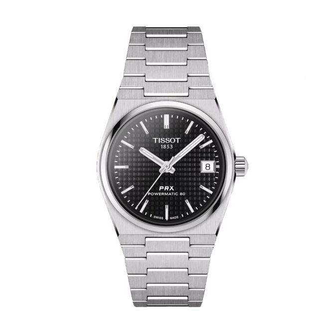 Tissot PRX Powermatic 80 35mm Men's Watch, Black Pattern Dial