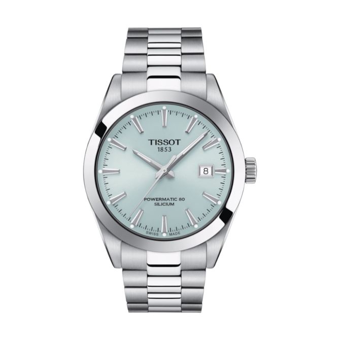 Tissot Gentleman Powermatic 80 Silicium 40mm Men's Watch, Ice Blue Dial