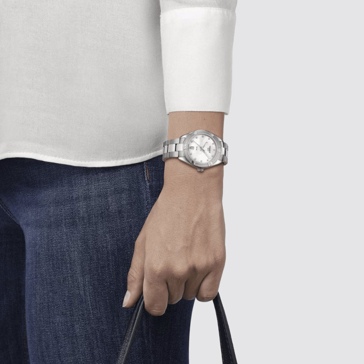 Tissot PR 100 Sport Chic 36mm Women's Watch, Diamond and White Mother of Pearl Dial