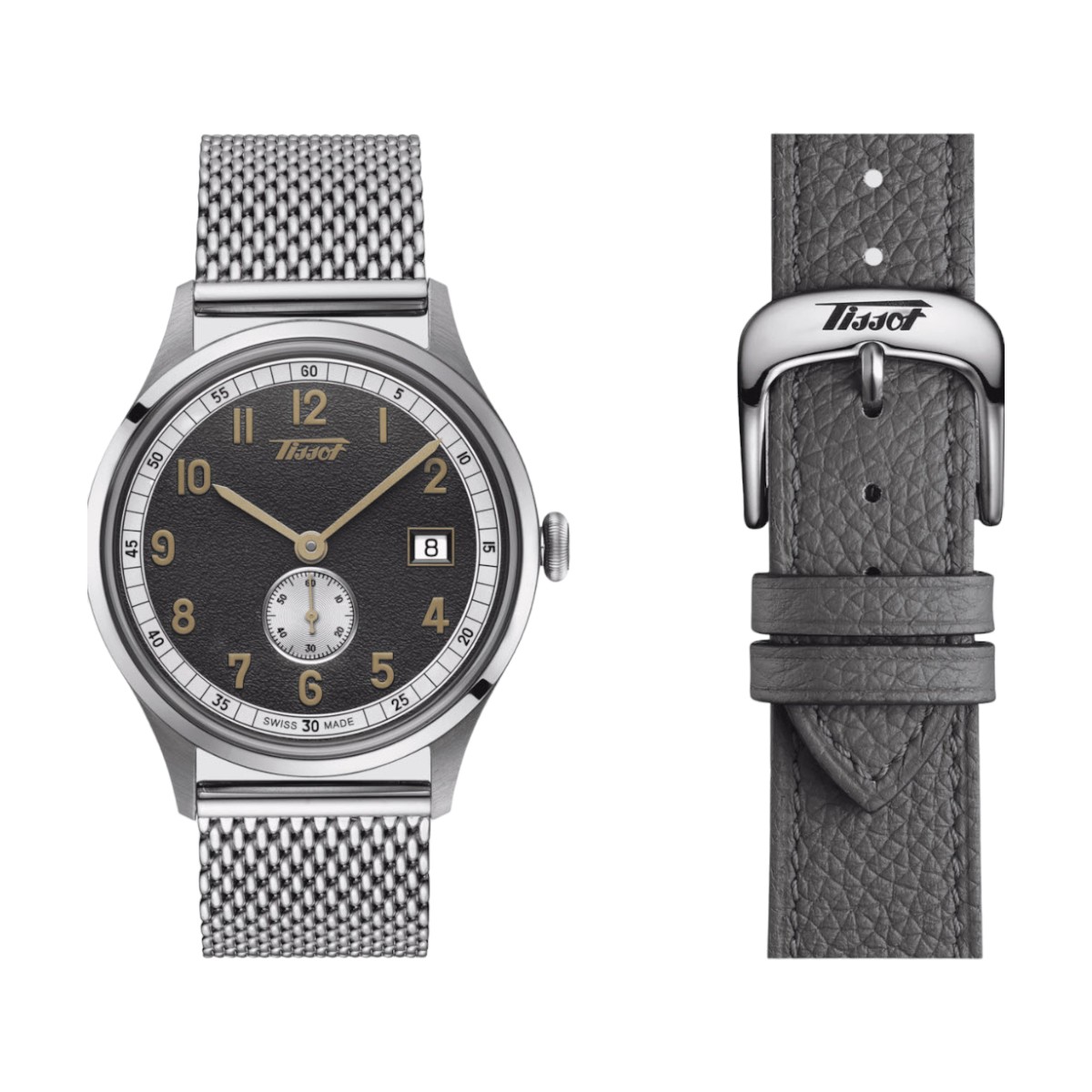 Tissot Heritage Small Second 1938 COSC 39mm Men's Watch, Black Dial