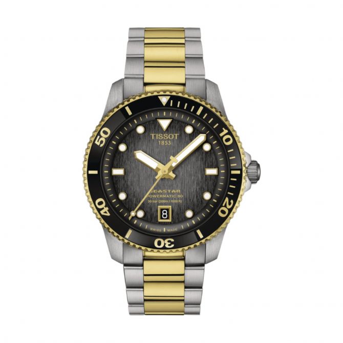 Tissot Seastar 1000 Powermatic 80 40mm Men's Watch, Grey Black Dial