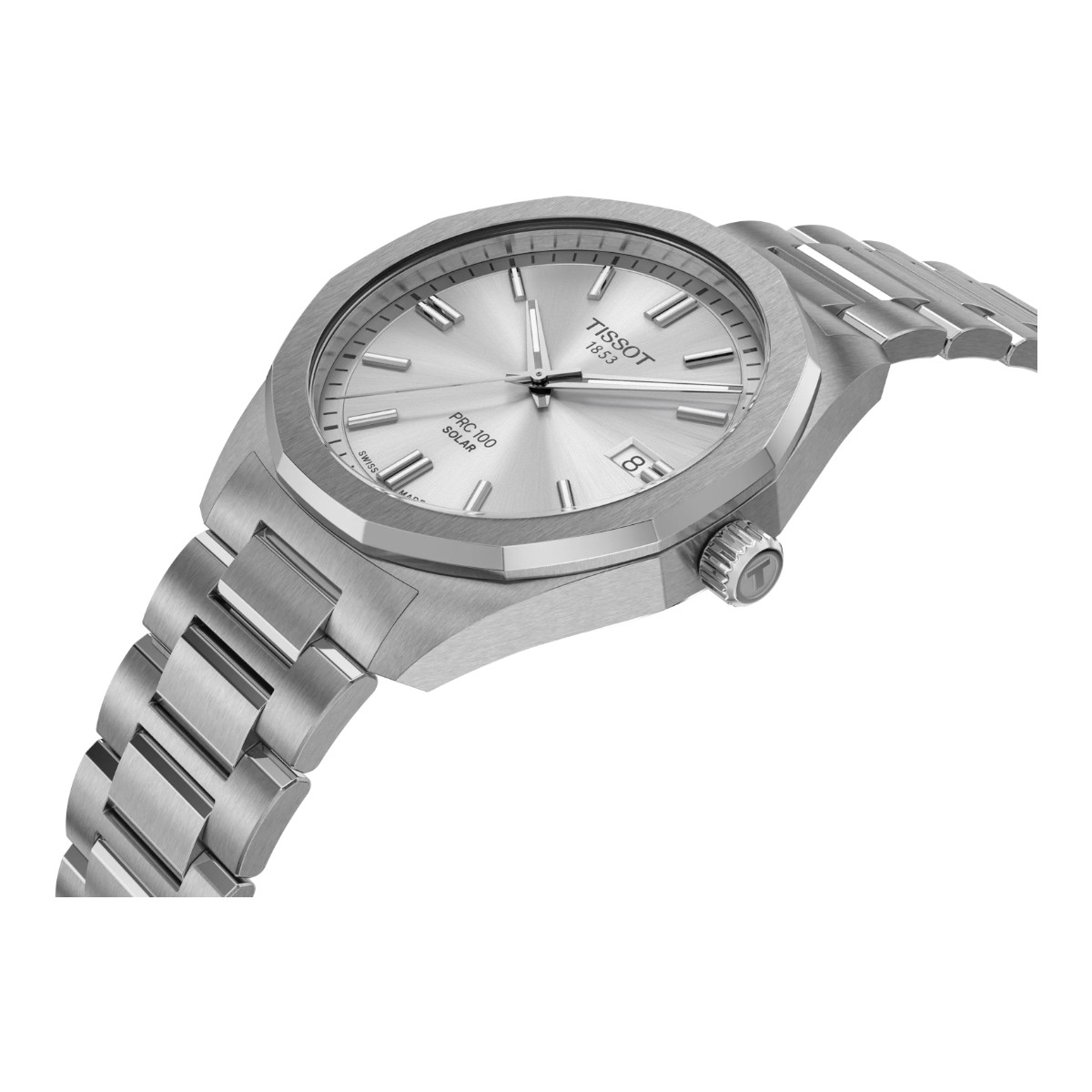 Tissot PRC 100 Solar Quartz 39mm Men's Watch, Silver Dial