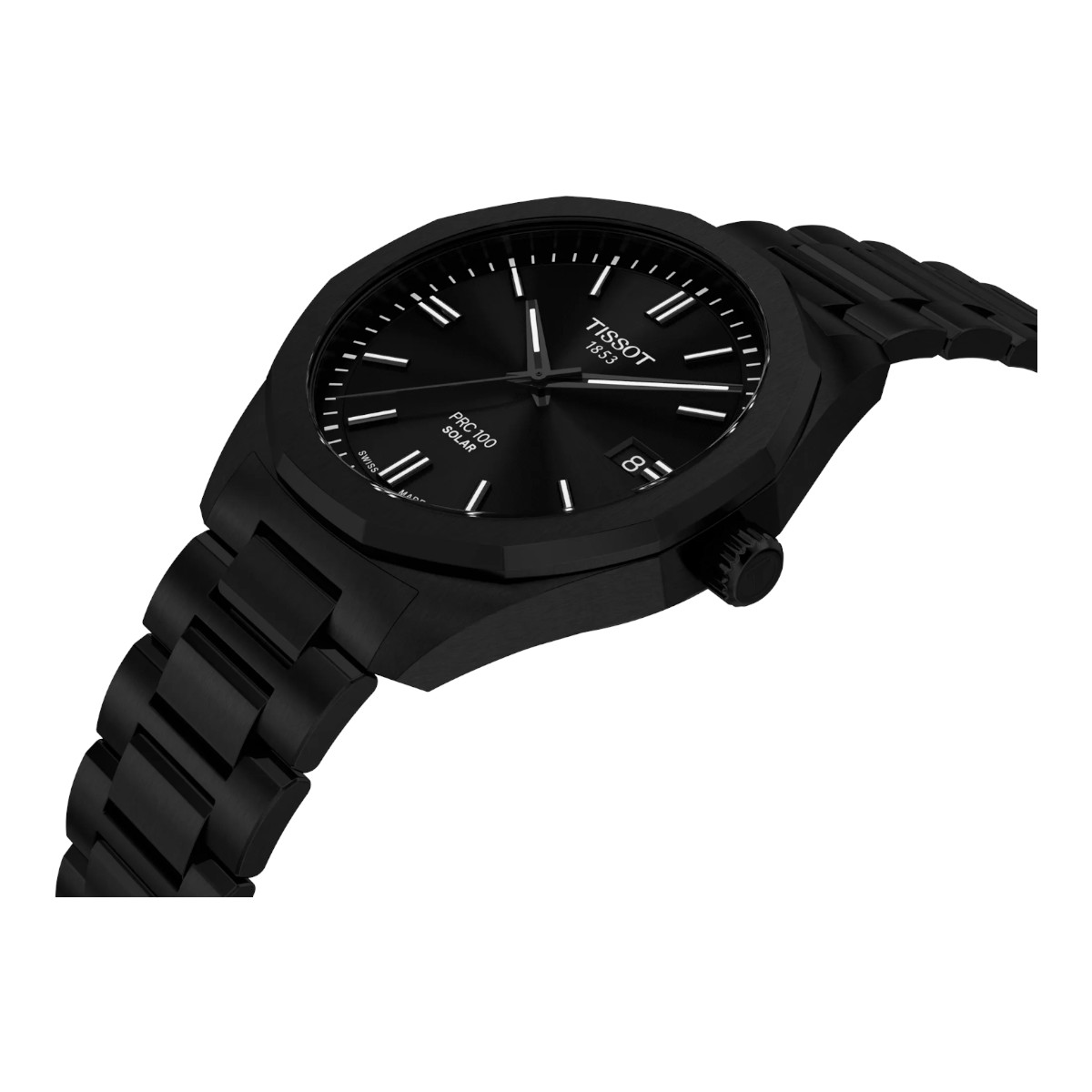 Tissot PRC 100 Solar Quartz 39mm Men's Watch, Black Dial