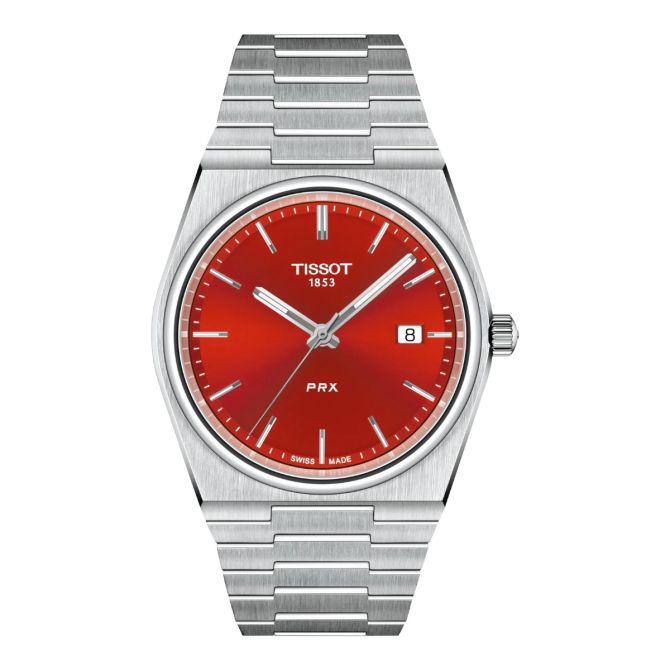 Tissot PRX Quartz 40mm Men's Watch, Red Dial