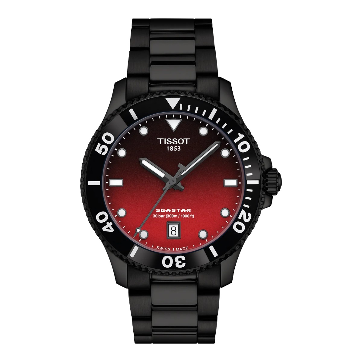 Tissot Seastar 1000 Quartz 40mm Men's Watch, Red Dial