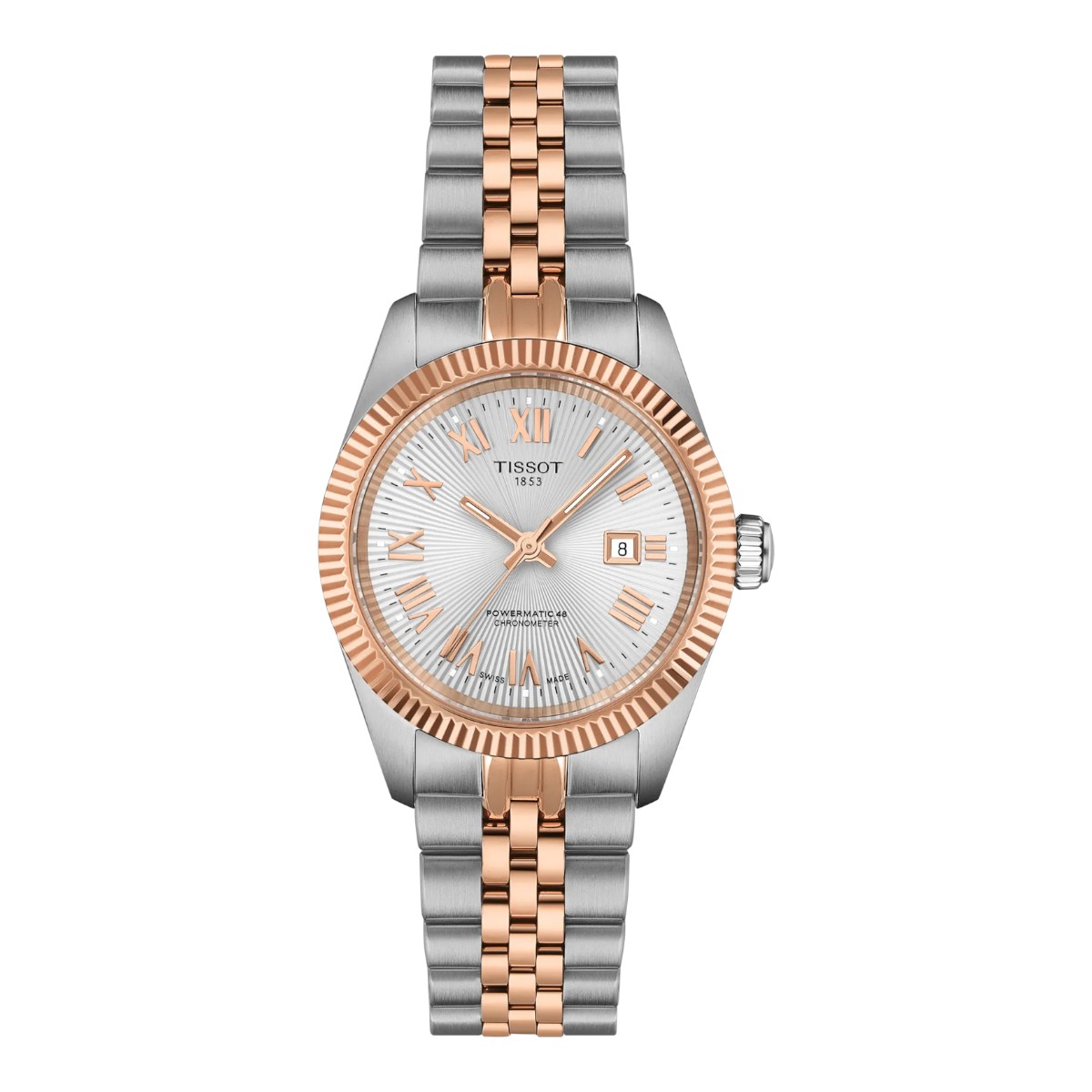 Tissot Ballade Powermatic 48 COSC 30mm Women's Watch, Silver and Rose Gold Dial